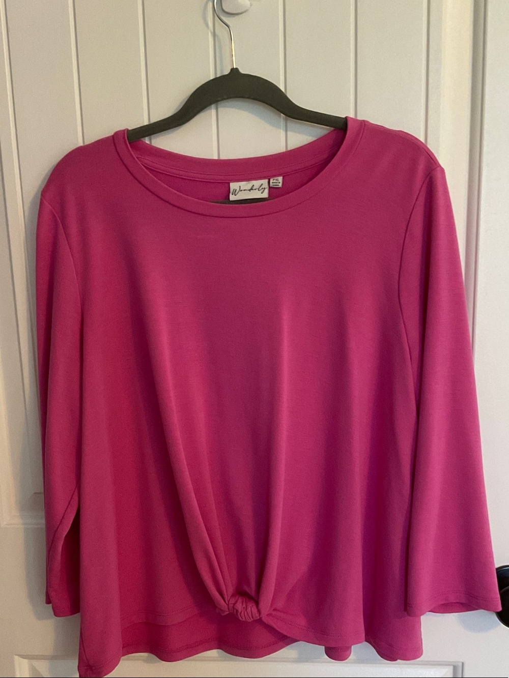 Wonderly Fuchsia Knot-Front Long Sleeve Tee